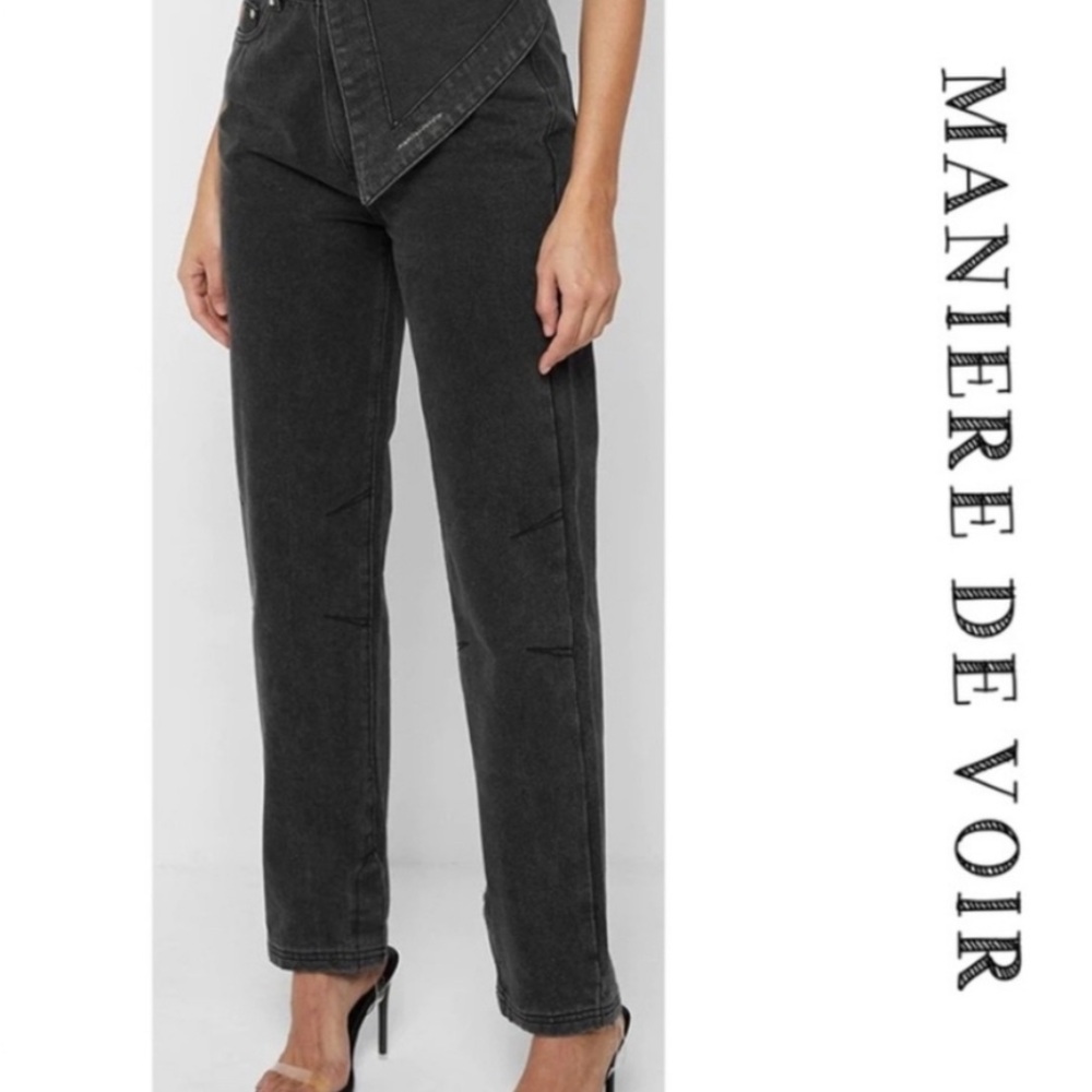 Maniere De Voir Black Straight Leg Mom Jeans